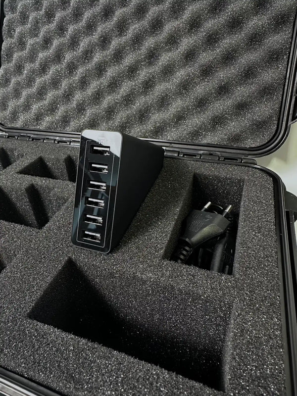 Wasserdichter Koffer für 6 Dustlights mit Ladegerät